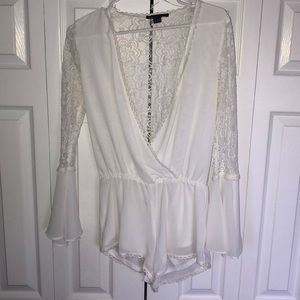 White bell sleeve romper